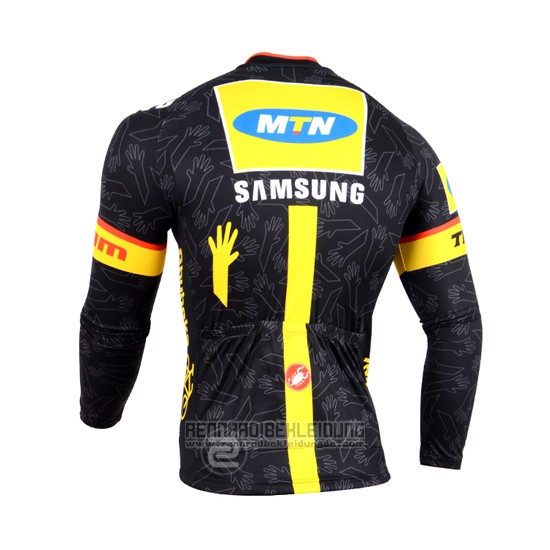 2014 Fahrradbekleidung MTN Shwarz und Gelb Trikot Langarm und Tragerhose