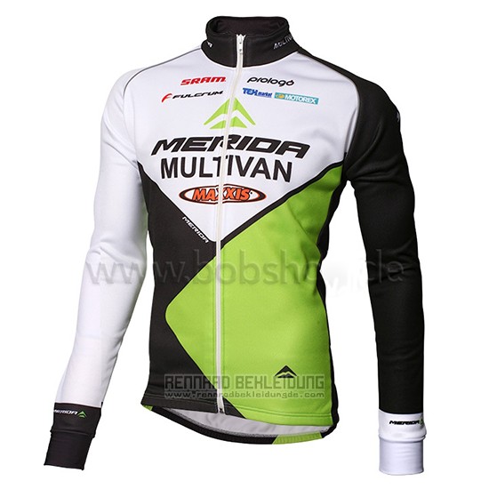 2014 Fahrradbekleidung Multivan Merida Grun und Wei Trikot Langarm und Tragerhose - zum Schließen ins Bild klicken