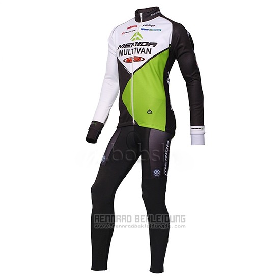 2014 Fahrradbekleidung Multivan Merida Grun und Wei Trikot Langarm und Tragerhose