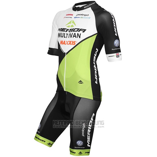 2016 Fahrradbekleidung Multivan Merida Grun und Wei Trikot Kurzarm und Tragerhose