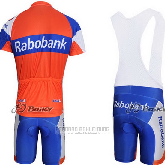 2011 Fahrradbekleidung Rabobank Blau und Orange Trikot Kurzarm und Tragerhose