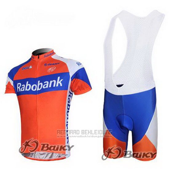 2011 Fahrradbekleidung Rabobank Blau und Orange Trikot Kurzarm und Tragerhose