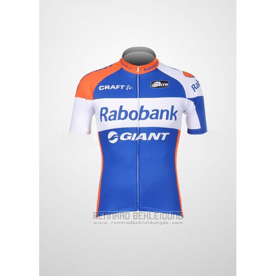 2012 Fahrradbekleidung Rabobank Blau und Wei Trikot Kurzarm und Tragerhose - zum Schließen ins Bild klicken