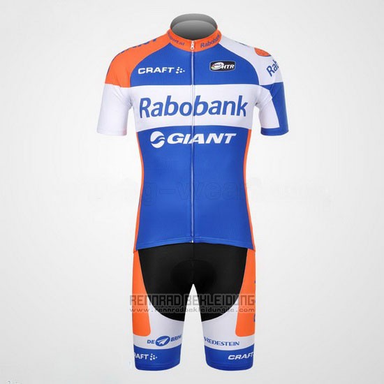 2012 Fahrradbekleidung Rabobank Blau und Wei Trikot Kurzarm und Tragerhose - zum Schließen ins Bild klicken