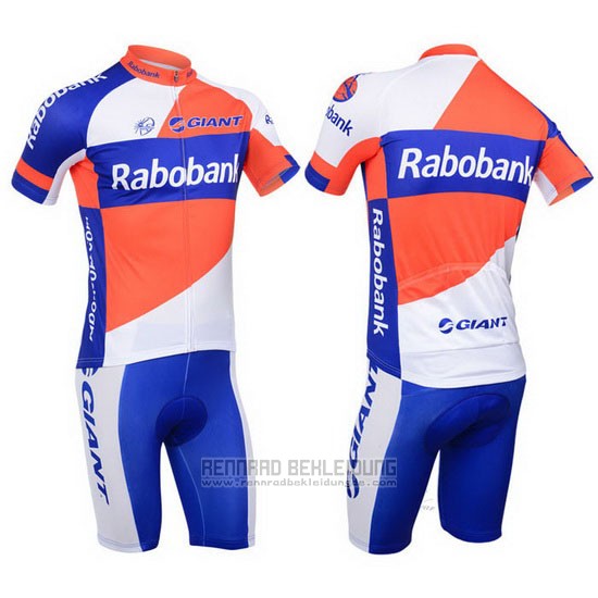 2013 Fahrradbekleidung Rabobank Blau und Wei Trikot Kurzarm und Tragerhose