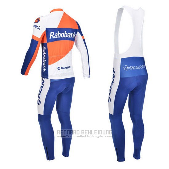 2013 Fahrradbekleidung Rabobank Blau und Wei Trikot Langarm und Tragerhose