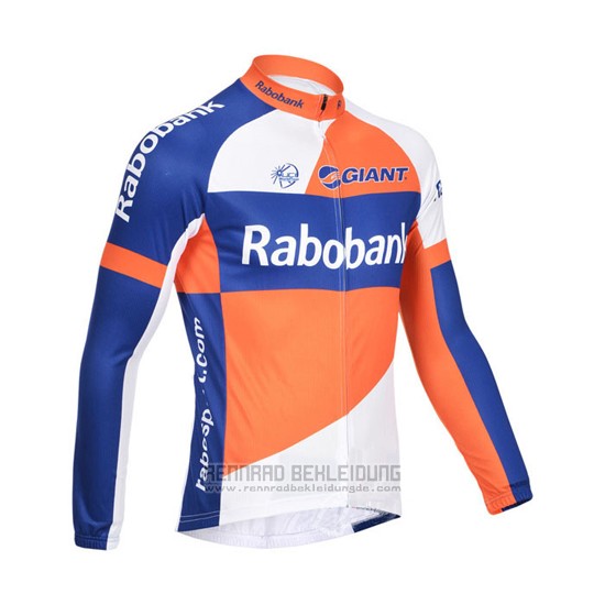 2013 Fahrradbekleidung Rabobank Blau und Wei Trikot Langarm und Tragerhose