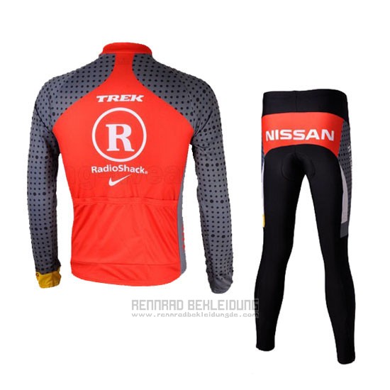 2010 Fahrradbekleidung Radioshack Orange und Grau Trikot Langarm und Tragerhose Pantaloni