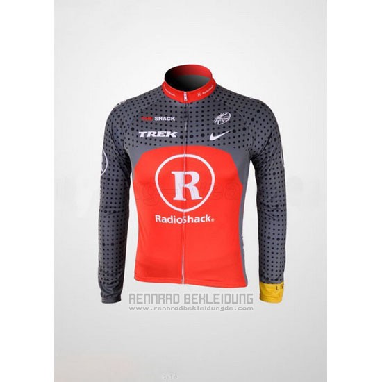 2010 Fahrradbekleidung Radioshack Orange und Grau Trikot Langarm und Tragerhose Pantaloni