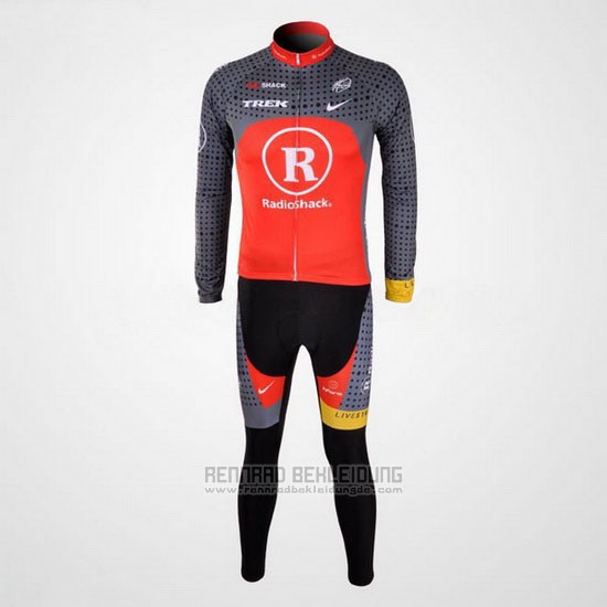 2010 Fahrradbekleidung Radioshack Orange und Grau Trikot Langarm und Tragerhose Pantaloni