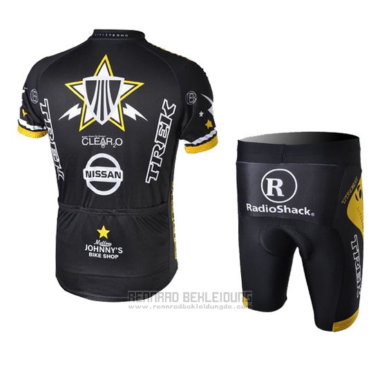 2010 Fahrradbekleidung Radioshack Shwarz Trikot Kurzarm und Tragerhose Pantaloni