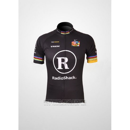 2010 Fahrradbekleidung Radioshack Shwarz und Gelb Trikot Kurzarm und Tragerhose