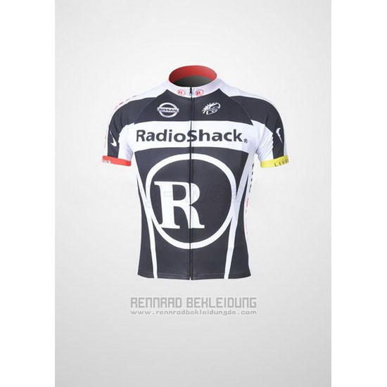 2011 Fahrradbekleidung Radioshack Shwarz und Wei Trikot Kurzarm und Tragerhose