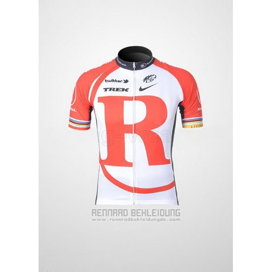 2011 Fahrradbekleidung Radioshack Wei und Rot Trikot Kurzarm und Tragerhose