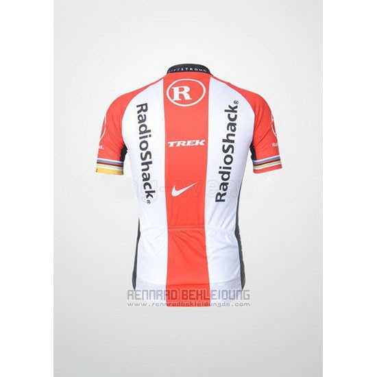 2011 Fahrradbekleidung Radioshack Wei und Rot Trikot Kurzarm und Tragerhose