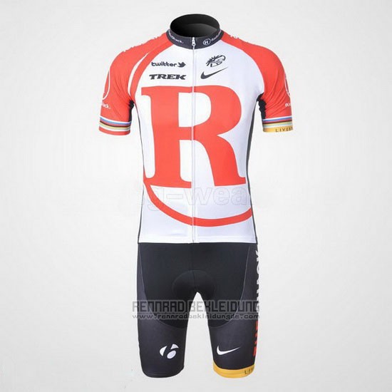 2011 Fahrradbekleidung Radioshack Wei und Rot Trikot Kurzarm und Tragerhose