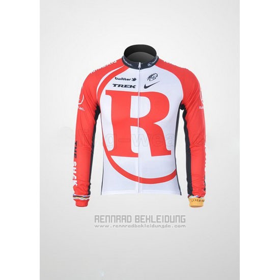 2011 Fahrradbekleidung Radioshack Wei und Rot Trikot Langarm und Tragerhose