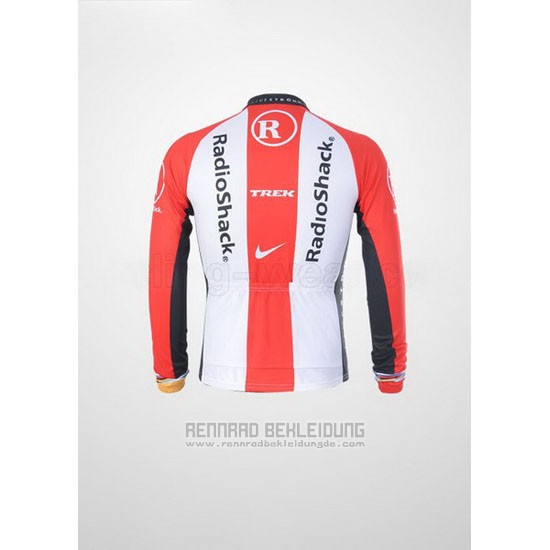 2011 Fahrradbekleidung Radioshack Wei und Rot Trikot Langarm und Tragerhose