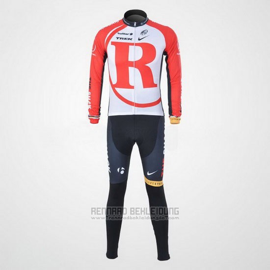 2011 Fahrradbekleidung Radioshack Wei und Rot Trikot Langarm und Tragerhose