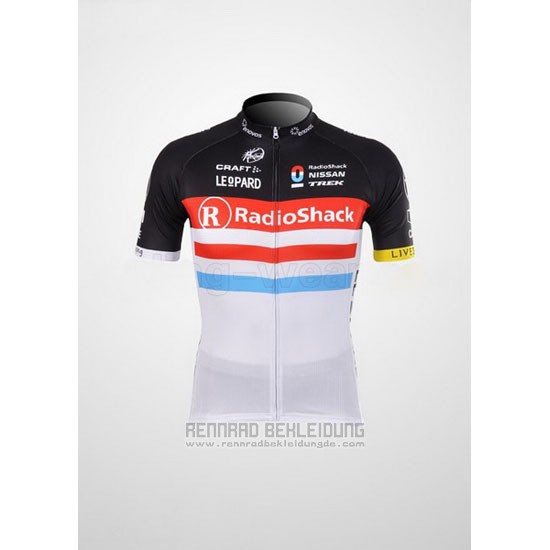 2012 Fahrradbekleidung Radioshack Shwarz und Wei Trikot Kurzarm und Tragerhose