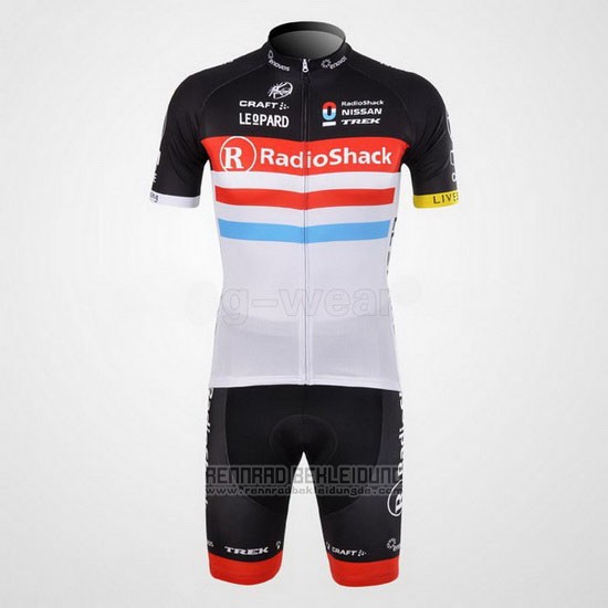 2012 Fahrradbekleidung Radioshack Shwarz und Wei Trikot Kurzarm und Tragerhose