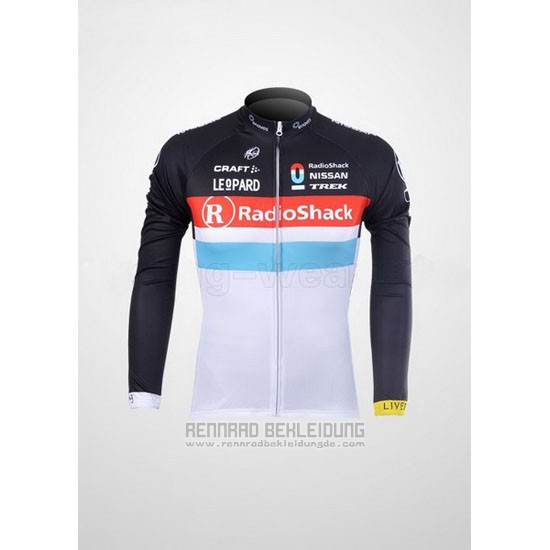 2012 Fahrradbekleidung Radioshack Shwarz und Wei Trikot Langarm und Tragerhose