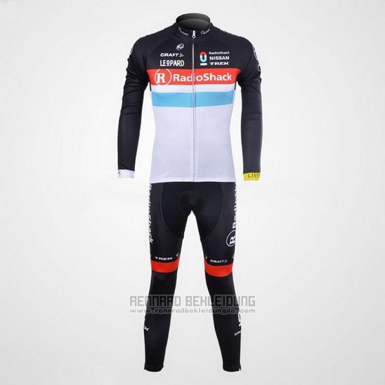 2012 Fahrradbekleidung Radioshack Shwarz und Wei Trikot Langarm und Tragerhose