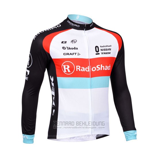 2013 Fahrradbekleidung Radioshack Wei und Shwarz Trikot Langarm und Tragerhose