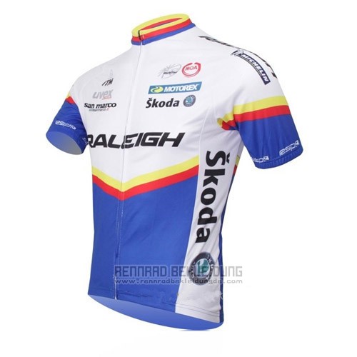 2012 Fahrradbekleidung Raleigh Blau und Wei Trikot Kurzarm Tragerhose