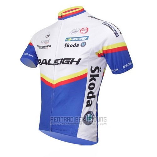 2012 Fahrradbekleidung Raleigh Blau und Wei Trikot Kurzarm Tragerhose - zum Schließen ins Bild klicken