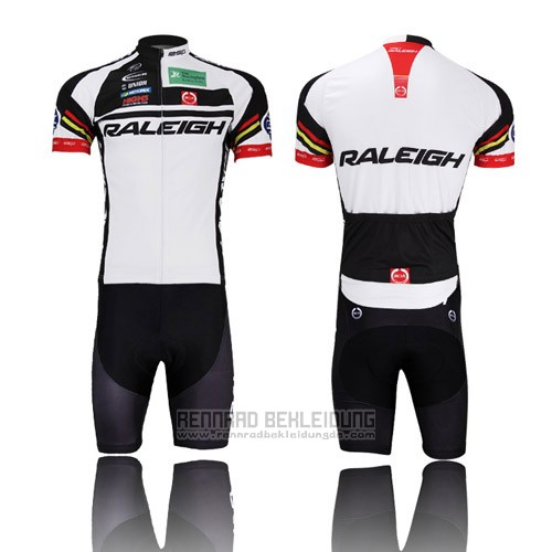 2013 Fahrradbekleidung Raleigh Shwarz und Wei Trikot Kurzarm und Tragerhose