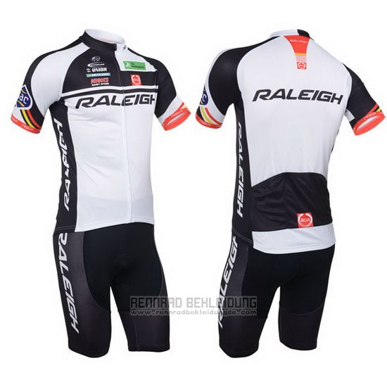 2013 Fahrradbekleidung Raleigh Wei und Shwarz Trikot Kurzarm und Tragerhose