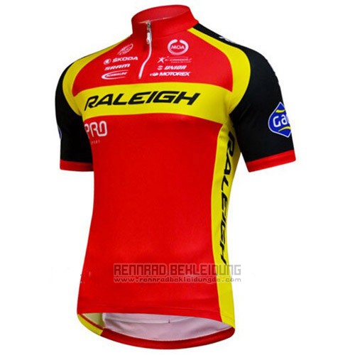 2014 Fahrradbekleidung Raleigh Shwarz und Rot Trikot Kurzarm und Tragerhose - zum Schließen ins Bild klicken