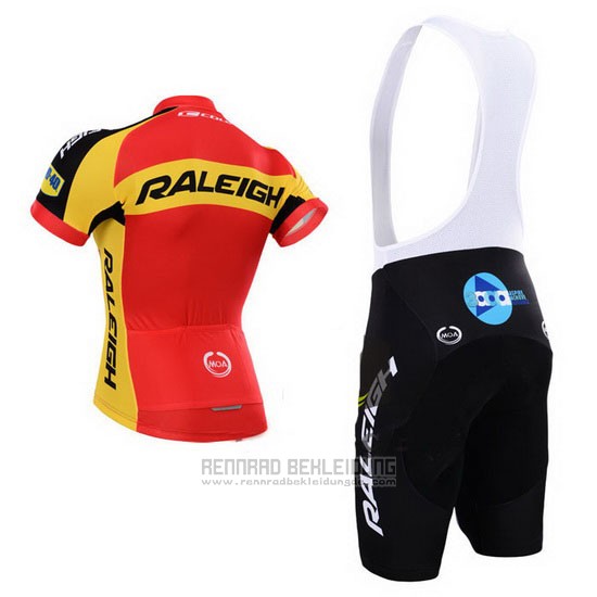 2014 Fahrradbekleidung Raleigh Shwarz und Rot Trikot Kurzarm und Tragerhose - zum Schließen ins Bild klicken