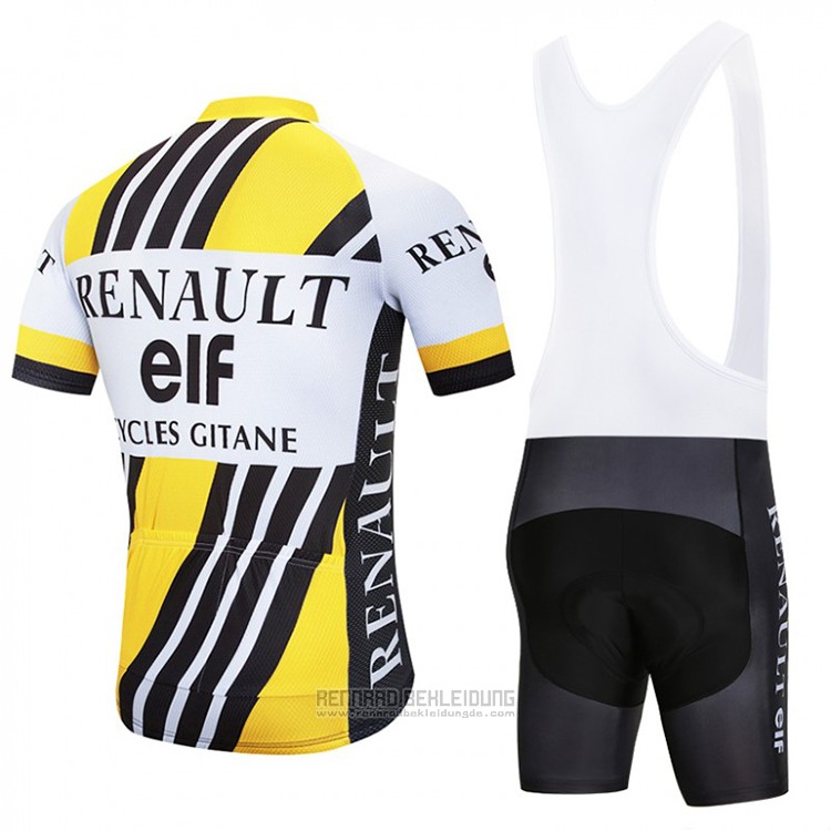 2018 Fahrradbekleidung Renaul Gelb und Wei Trikot Kurzarm und Tragerhose