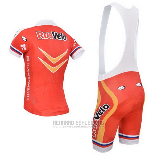 2013 Fahrradbekleidung Rusvelo Rot Trikot Kurzarm und Tragerhose