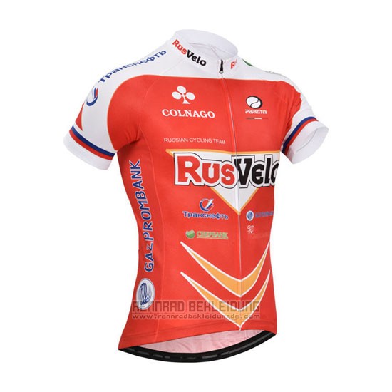 2013 Fahrradbekleidung Rusvelo Rot Trikot Kurzarm und Tragerhose