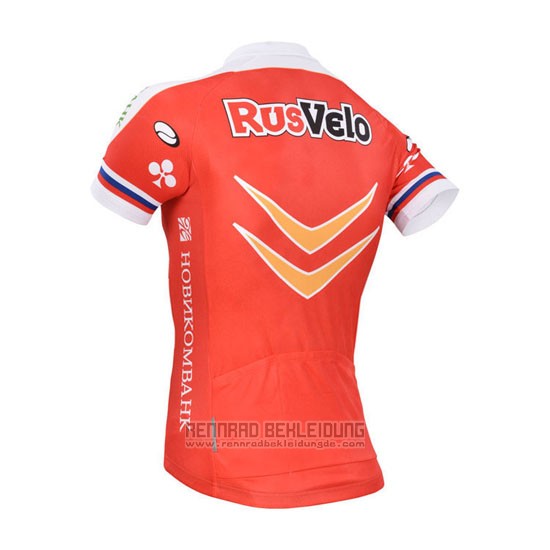 2013 Fahrradbekleidung Rusvelo Rot Trikot Kurzarm und Tragerhose