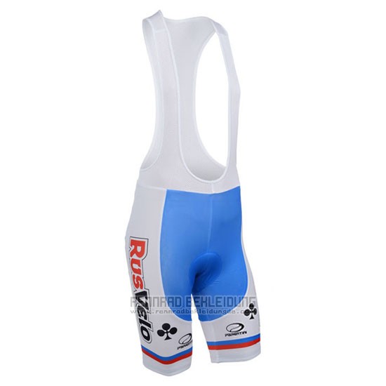 2013 Fahrradbekleidung Rusvelo Wei und Rot Trikot Kurzarm und Tragerhose