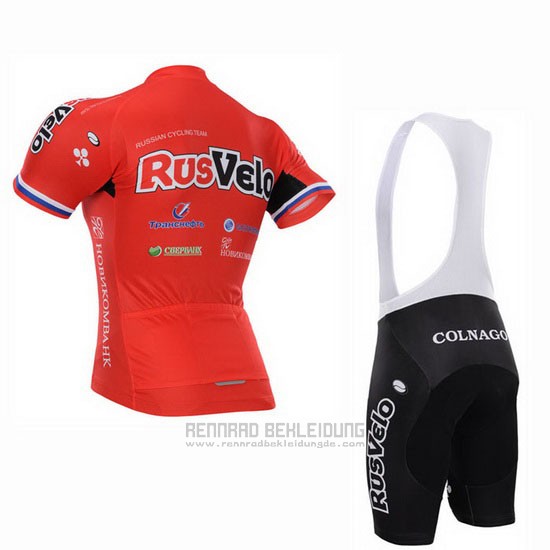 2015 Fahrradbekleidung Rusvelo Rot Trikot Kurzarm und Tragerhose