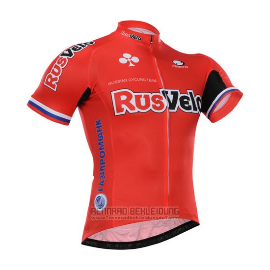 2015 Fahrradbekleidung Rusvelo Rot Trikot Kurzarm und Tragerhose