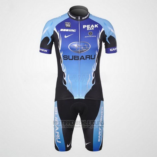 2011 Fahrradbekleidung Subaru Azurblau und Shwarz Trikot Kurzarm und Tragerhose