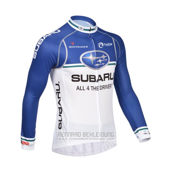 2013 Fahrradbekleidung Subaru Blau und Wei Trikot Langarm und Tragerhose