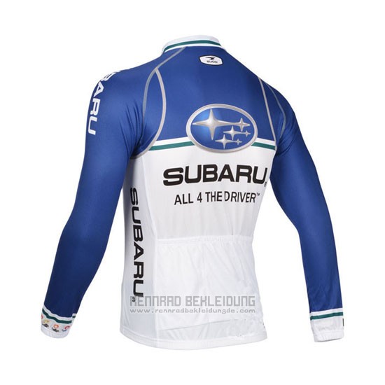 2013 Fahrradbekleidung Subaru Blau und Wei Trikot Langarm und Tragerhose