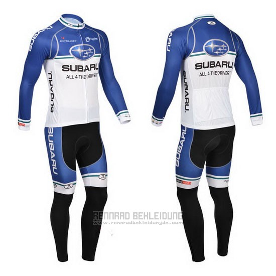 2013 Fahrradbekleidung Subaru Blau und Wei Trikot Langarm und Tragerhose - zum Schließen ins Bild klicken