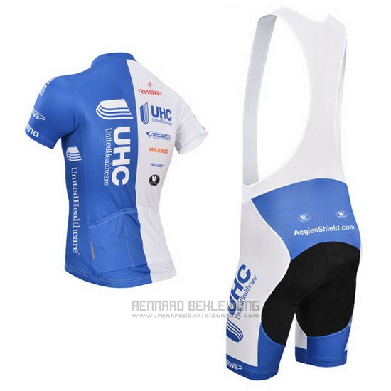 2014 Fahrradbekleidung UHC Wei und Azurblau Trikot Kurzarm und Tragerhose - zum Schließen ins Bild klicken