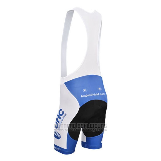 2014 Fahrradbekleidung UHC Wei und Azurblau Trikot Kurzarm und Tragerhose