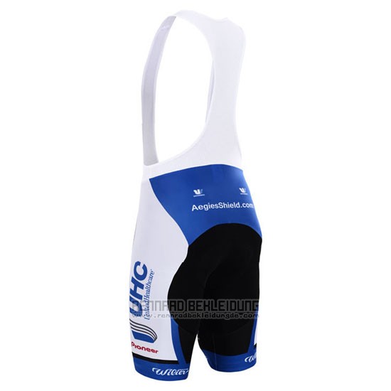 2015 Fahrradbekleidung UHC Wei und Azurblau Trikot Kurzarm und Tragerhose