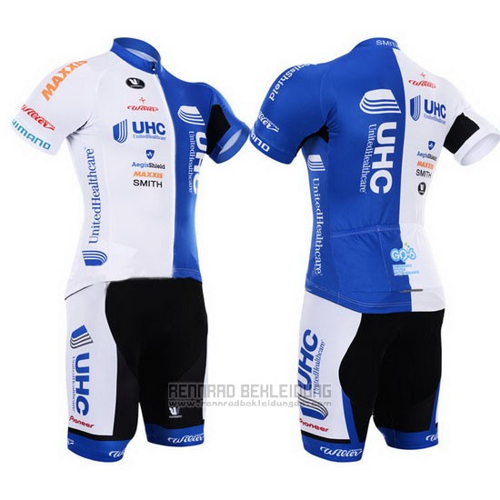 2015 Fahrradbekleidung UHC Wei und Azurblau Trikot Kurzarm und Tragerhose - zum Schließen ins Bild klicken