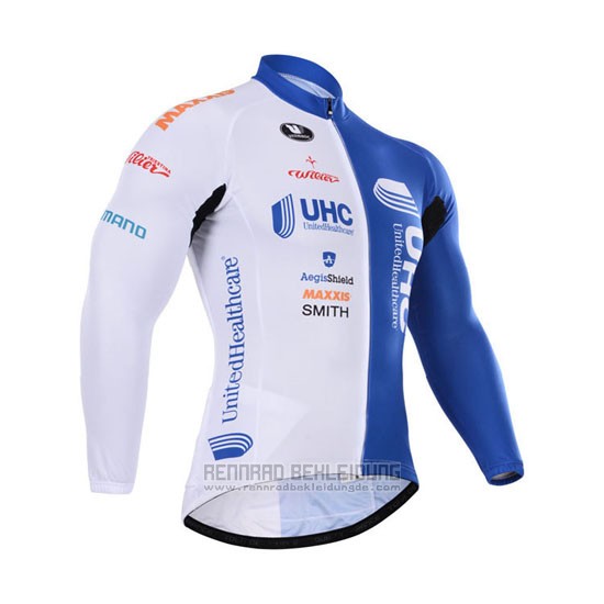 2015 Fahrradbekleidung UHC Wei und Azurblau Trikot Langarm und Tragerhose